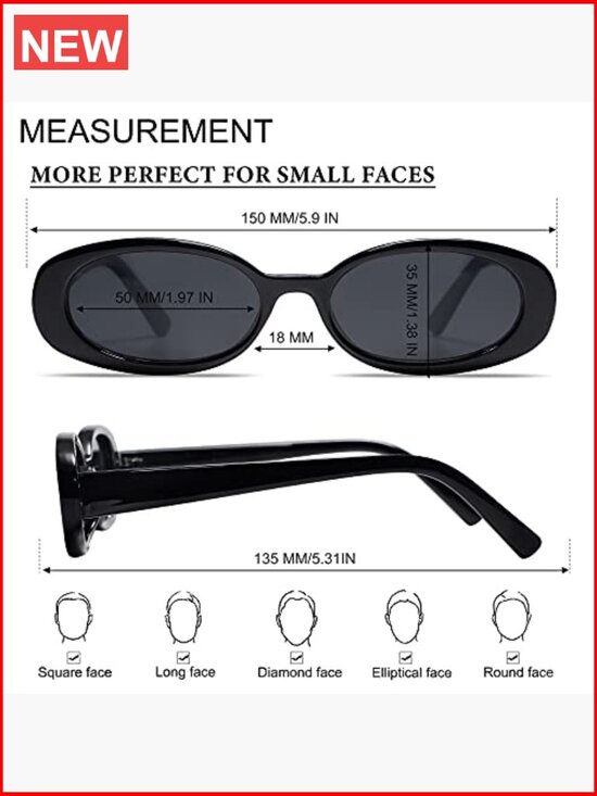 Polarized Retro Oval Sunglasses with UV400 Protection Full Frame main image 6